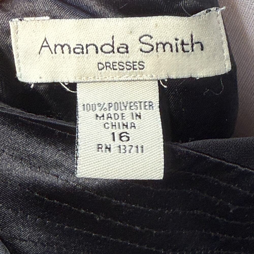 Amanda Smith Sz 16 Black Tiered Chiffon Evening Dress V-Neck Sleeveless - Picture 7 of 9